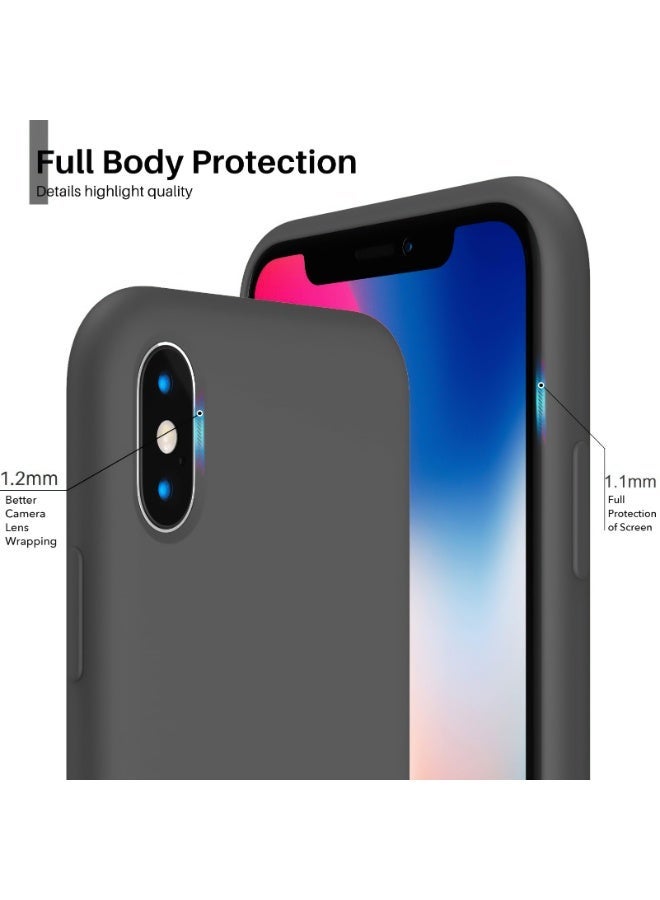 Compatible with iPhone Xs Max Case 6.5 Inch Slim Liquid Silicone 4 Layers Soft Gel Rubber Shockproof Protective Phone Case with Anti Scratch Microfiber Lining (Grey) - Image 2