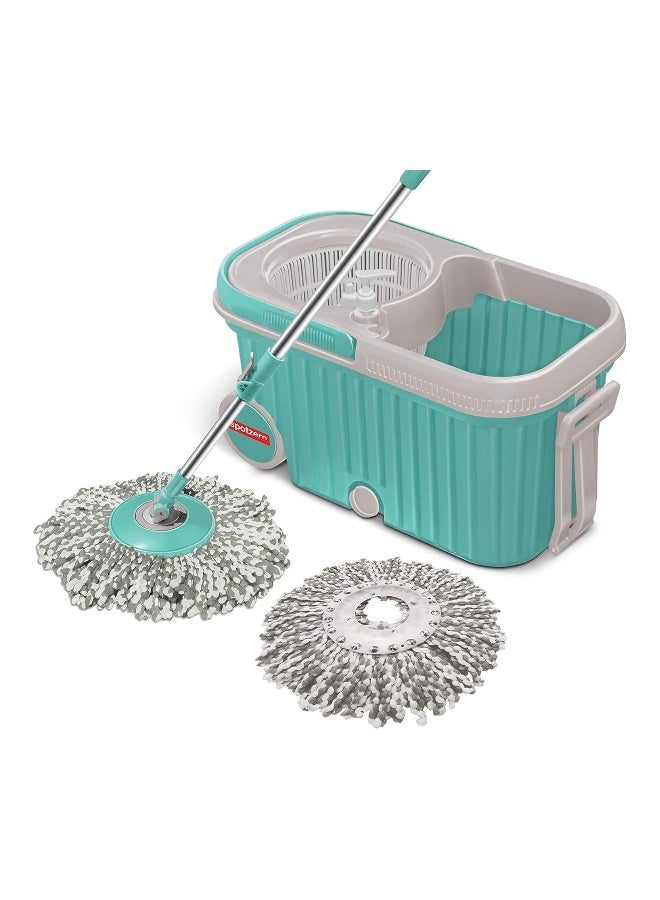Milton Spotzero By Spin Mop Bucket With Wringer On Wheels, Extendable Handle 360 Spin Mops For Floor Cleaning, 2 Microfiber Refills, Aqua Green Elite  - Image 2