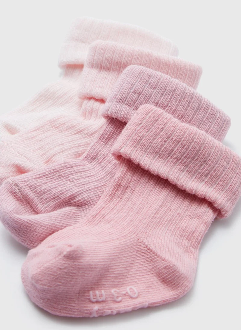 Matalan Baby 4 Pack Pink Ribbed Socks