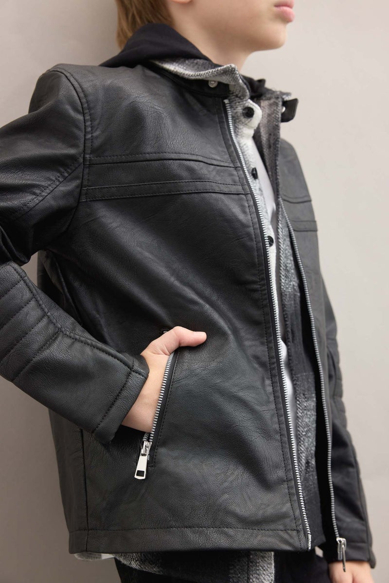 DeFacto Boy Waterproof Faux Leather Jacket  - Image 2
