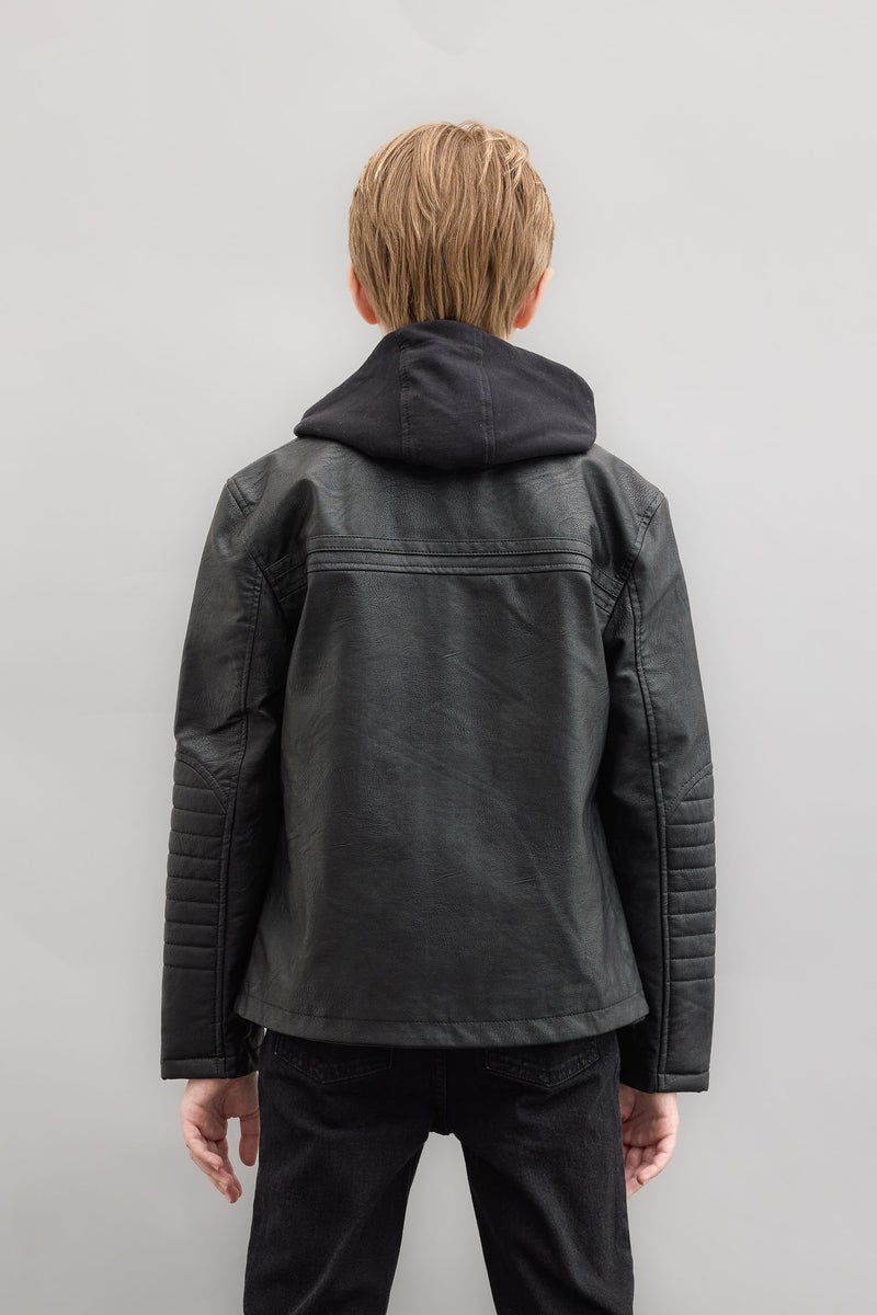 DeFacto Boy Waterproof Faux Leather Jacket  - Image 4
