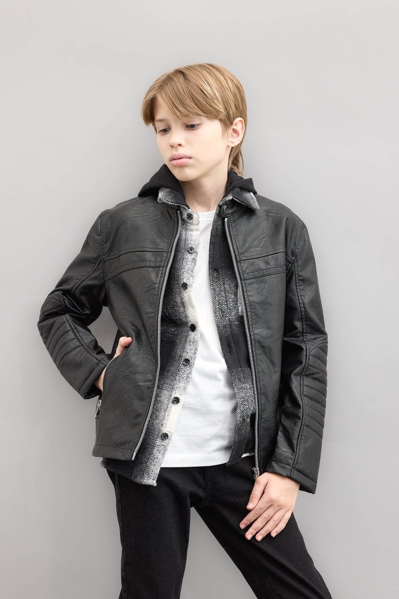 DeFacto Boy Waterproof Faux Leather Jacket  - Image 1