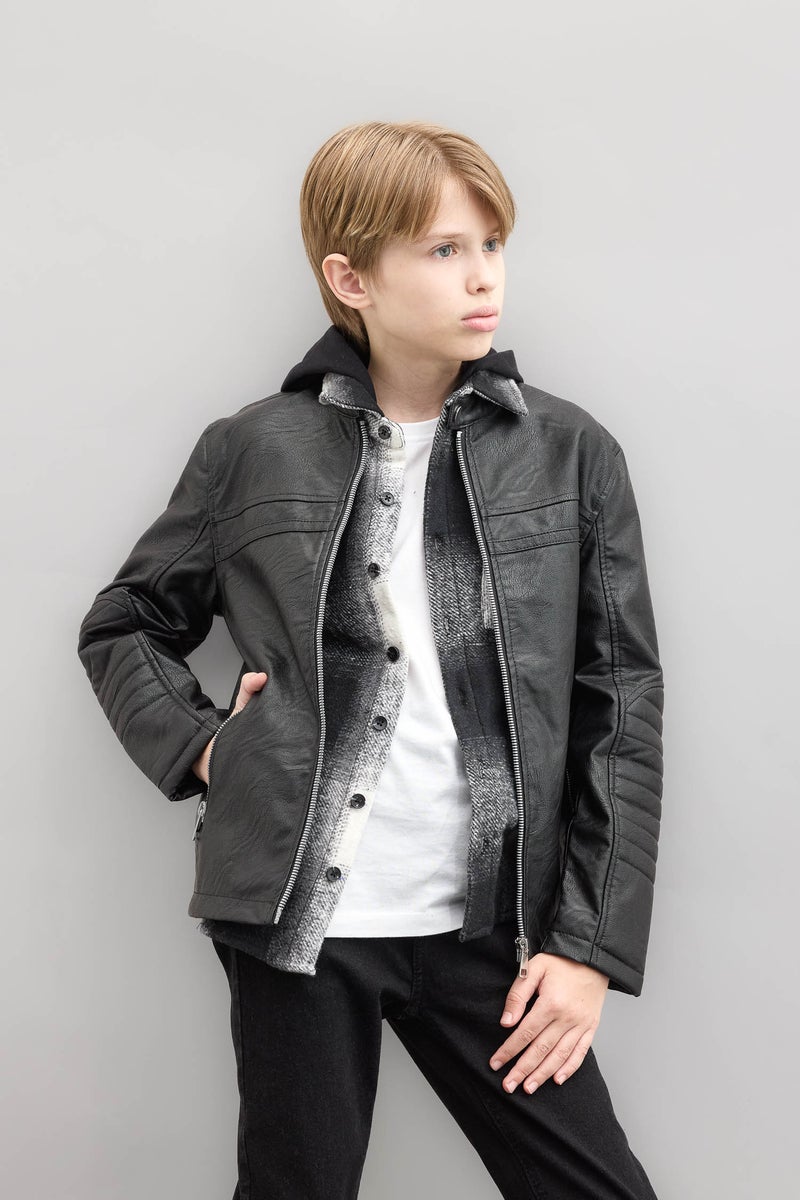 DeFacto Boy Waterproof Faux Leather Jacket  - Image 5