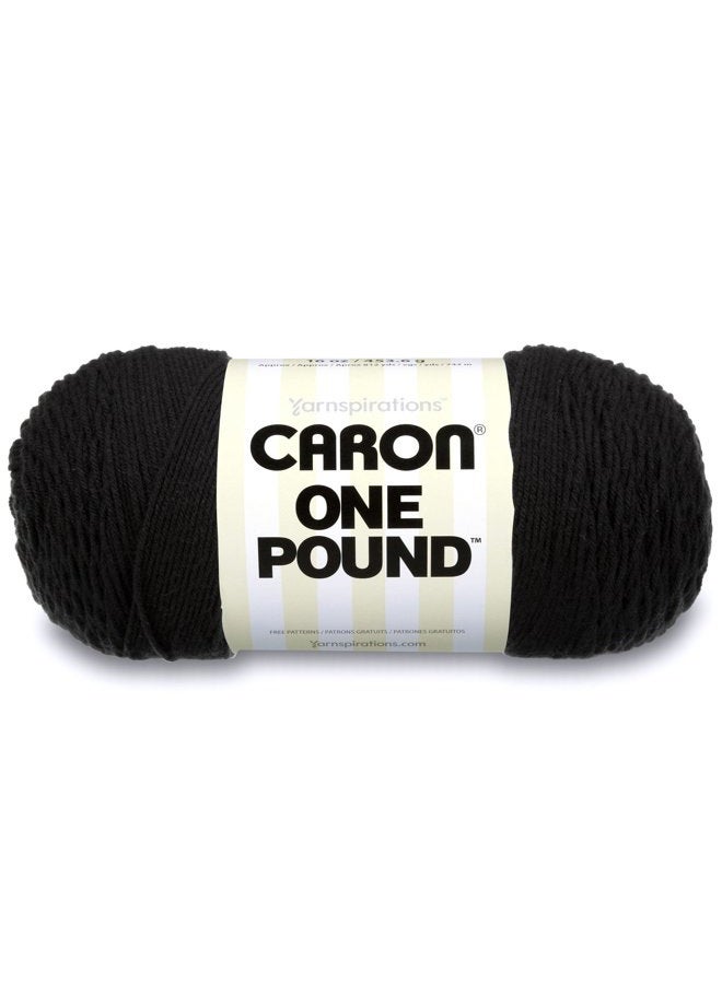 CARON One Pound Solids Yarn, 16oz, Gauge 4 Medium, 100% Acrylic - Black- For Crochet, Knitting & Crafting ( 1 Piece ) - Image 1