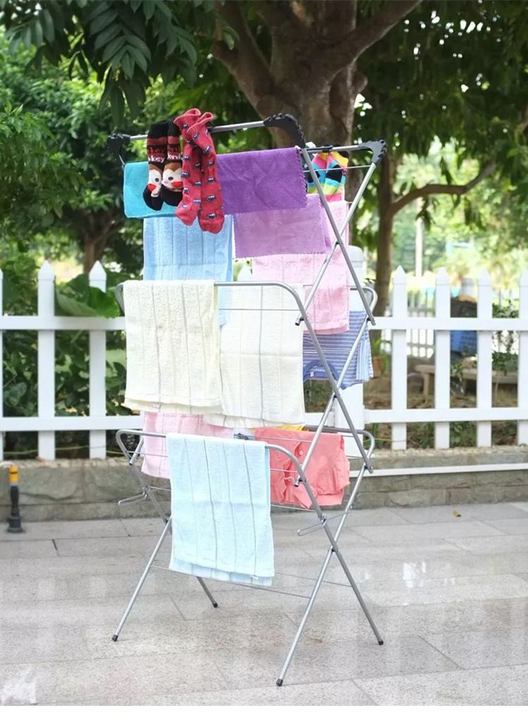 DubaiGallery 3 Tier Steel Folding Concertina Clothes Airer Laundry Horse Dryer Ideal For Indoor Outdoor - Image 1