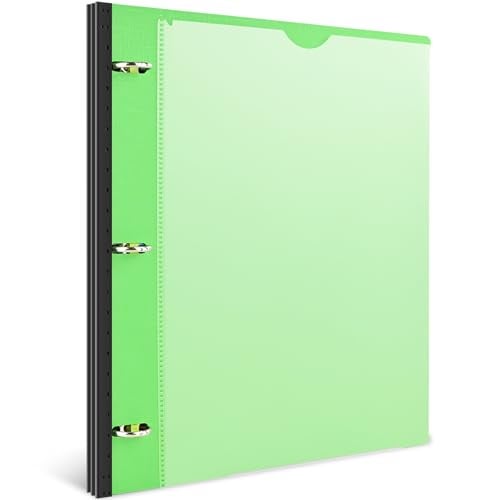 INFUN 1 Inch Telescoping 3 Ring Binder - 1PCS,Flexible Round Binder with Customizable Front Cover and Clear Catalog Pocket, 1 Inch Rings, 225 Sheet Capacity- Green - Image 1