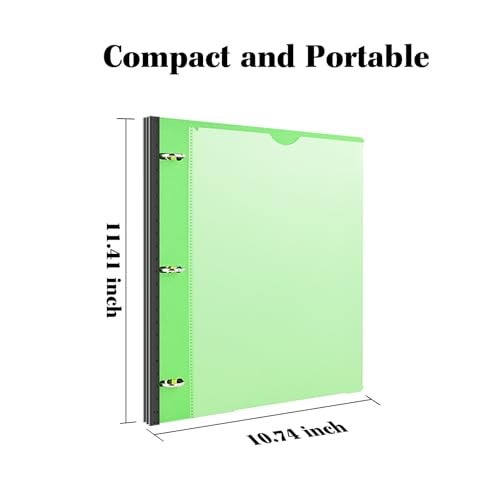 INFUN 1 Inch Telescoping 3 Ring Binder - 1PCS,Flexible Round Binder with Customizable Front Cover and Clear Catalog Pocket, 1 Inch Rings, 225 Sheet Capacity- Green - Image 5