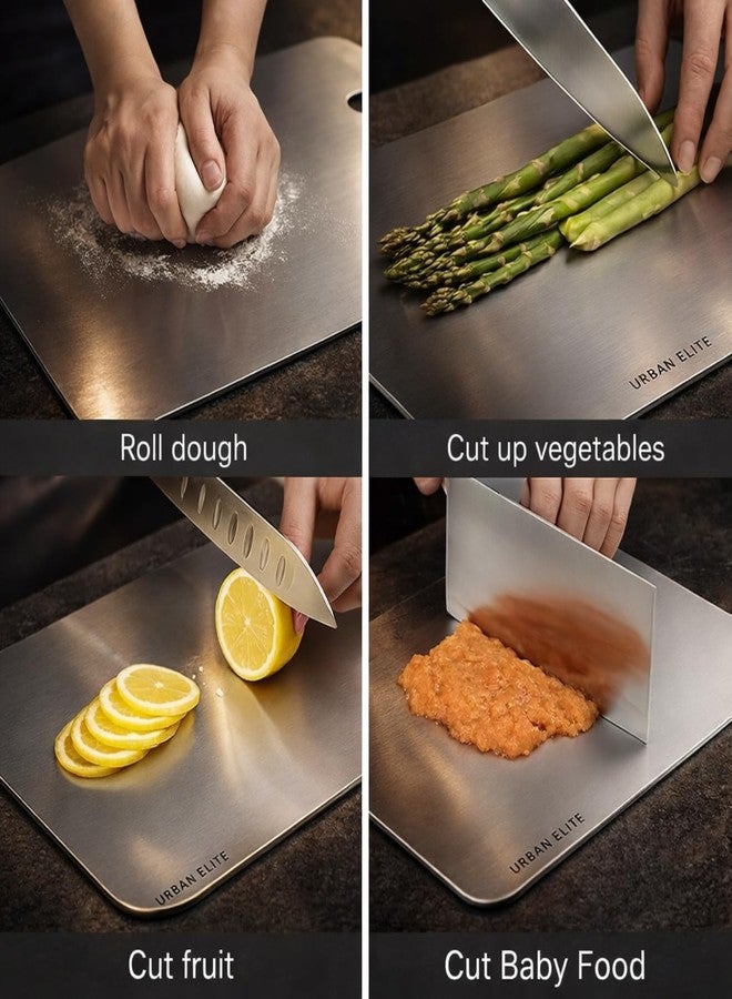 Urban Elite Premium Stainless Steel Chopping Board (45 x 31 cm, Extra Large) – Durable, Hygienic, Rust-Proof Cutting Board for Vegetables, Meat, Fish & Fruits | Non-Porous, Easy Clean Kitchen Board - Image 4
