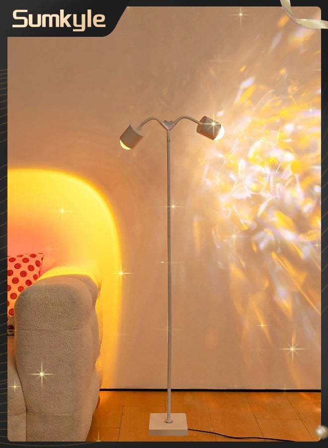 Sumkyle Modern Floor Lamp, Color Changing Sunset Lamp Projector with Ocean Wave Effect, LED Floor Lamp Double Side Lighting Corner Lamp for Living Room - Image 1