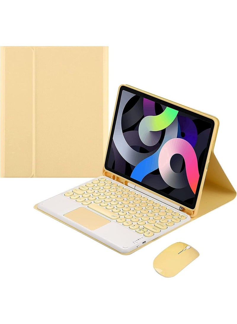 Arabic and English Keyboard Case with Mouse for iPad Pro 9.7/iPad 6/iPad 5/iPad Air 2 & 1, Touchpad Retro Round Key Color Built in Trackpad 