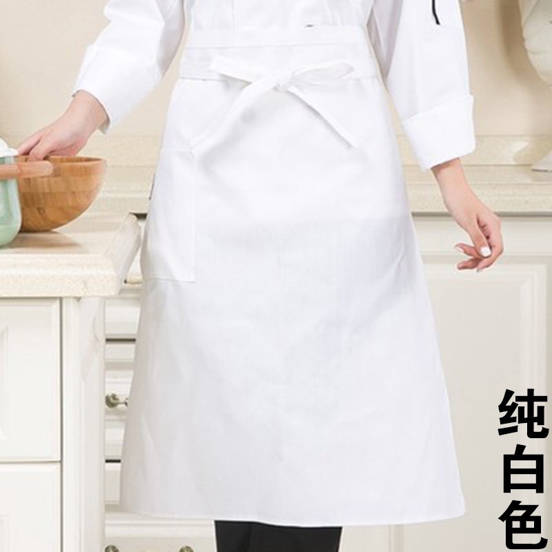 Chef Apron Mens Half-length Hotel Restaurant Restaurant Kitchen Kitchen Special White Waterproof Oil-proof Neck Neck Womens Neck White cotton half thick 