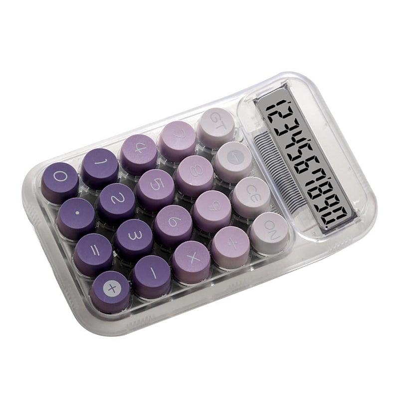 Cute Desktop Calculator Mechanical Clear Digital Display Simple Basic Desk Calculators for Business Office Supplies Purple - Image 2
