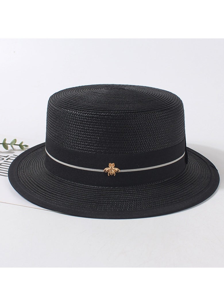 KUYING - New Fashion Small Headed Flat Top Straw Hat - Image 1