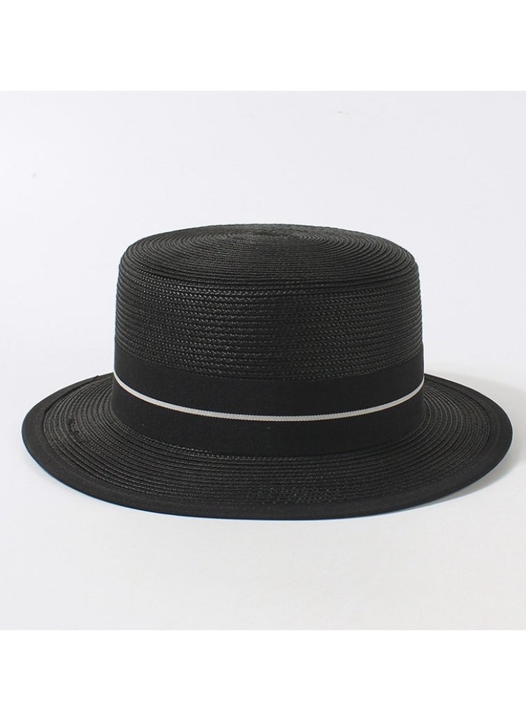 KUYING - New Fashion Small Headed Flat Top Straw Hat - Image 1