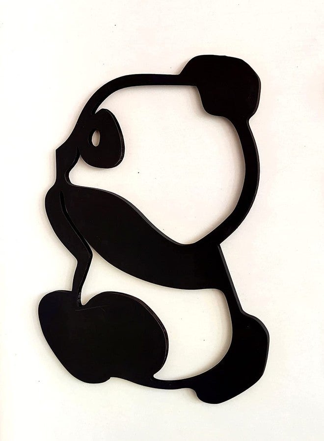 300Sparkles Baby Panda MDF Wall Hanging Frame Cute Cutout Set of 3 Pcs Wooden Home Decor Kids Room Living Room Decorative Items Black (Style-1) - Image 2