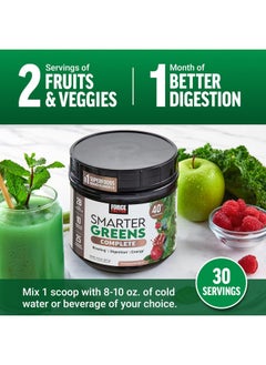 Force Factor FORCE FACTOR Smarter Greens Superfoods Powder to Support Digestion, Gut Health, Bloating, Greens Powder with Probiotics, Prebiotics, Digestive Enzymes, & Adaptogens, Pomegranate Berry, 30 Servings  - Image 4