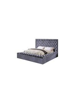 R2R FURNITURE BLISS-QUEEN GREY TUFTED BED 
