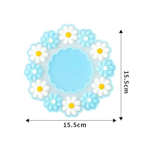 Oicia Silicone Trivet Mat - Unique Daisy Flower Design Silicone Coasters, Heat Resistant,Desk Decoration Dining Table Pads for Kitchen Counter, Hot Pots, Bowls, Dishes & Drink.(2 Pcs - Blue) - Image 2