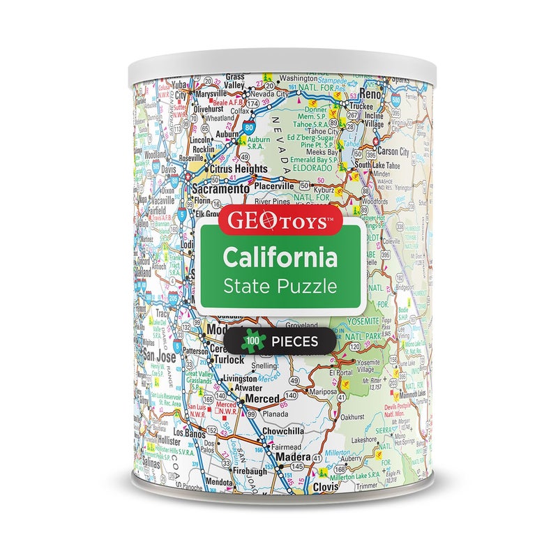 Geotoys California Mini State Puzzle 100 Piece Puzzles for Kids and Adults in Portable Can 13 x 10 Educational Travel Puzzle for Ages 7 and Up Mini Puzzles to Learn Explore Geography - Image 3