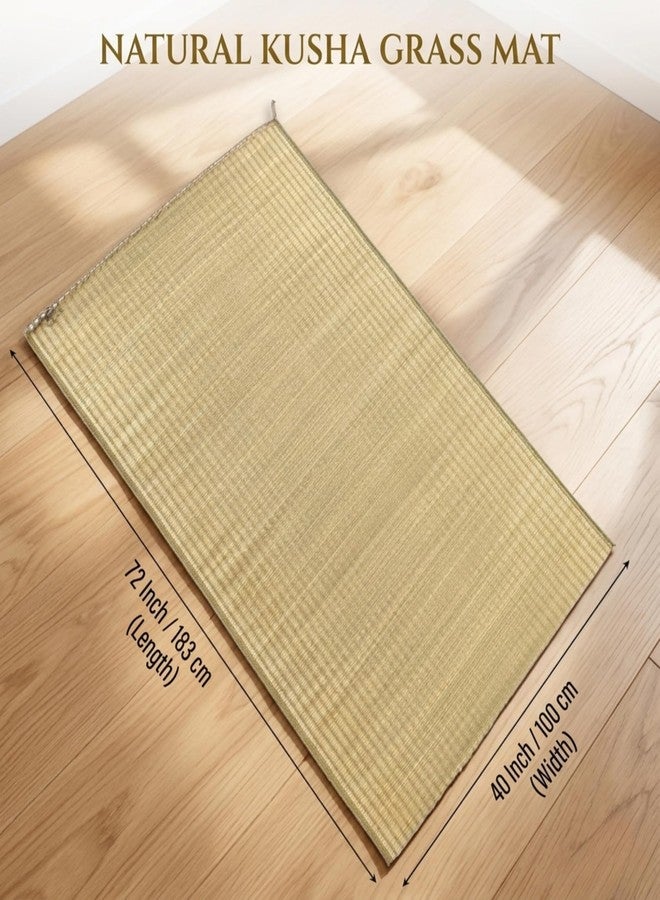 ORRIC Natural Single Layered Kusha Grass Mat - Traditional Korai Pai/Madur Chatai for Yoga, Meditation, Puja & Floor Seating - Eco-Friendly & Breathable (40 x 72 INCH) - Image 2