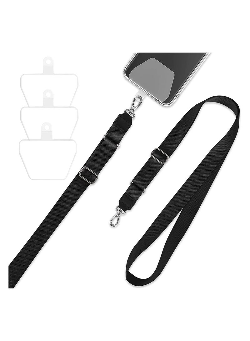 SYOSI Phone Lanyard Wrist and Neck Adjustable Strap Smartphone Chain with 3 Adhesive Tethers Compatible Most Smartphones Black - Image 1