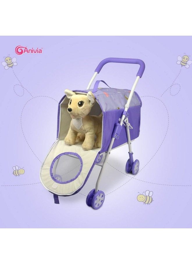 Anivia - Pet Stroller And Accessories For Kids Ages 3 To 7 Year Olds Dog Toy For Toddlers 2 Pieces Play Dog Set Puppy Party Playset With 1 Pet Puppy Included Purple - Image 1