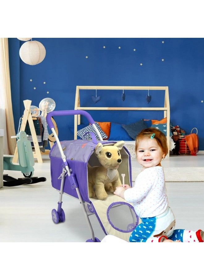 Anivia - Pet Stroller And Accessories For Kids Ages 3 To 7 Year Olds Dog Toy For Toddlers 2 Pieces Play Dog Set Puppy Party Playset With 1 Pet Puppy Included Purple - Image 1