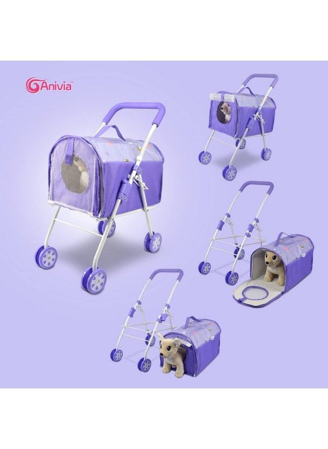 Anivia - Pet Stroller And Accessories For Kids Ages 3 To 7 Year Olds Dog Toy For Toddlers 2 Pieces Play Dog Set Puppy Party Playset With 1 Pet Puppy Included Purple - Image 1