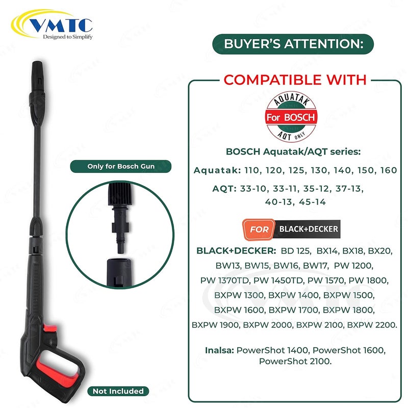 VMTC فوهة ضغط متغيرة لانس غسالة سيارات عالية الضغط ملحق متوافق مع بوش أكواتاك/AQT. - Image 2