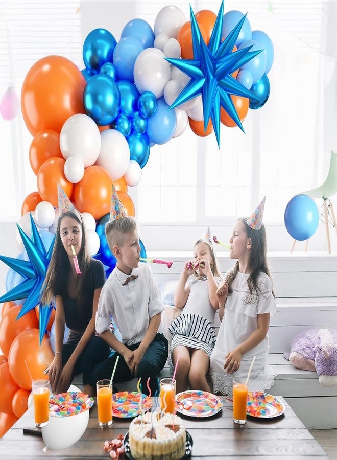 Sowide Orange and Blue Balloon Garland Arch kit,110pcs Orange Blue White Balloons With Starburst Foil Balloons for Birthday Decoration Wedding Baby Shower Engagement DIY Decoration Party Supplies - Image 4