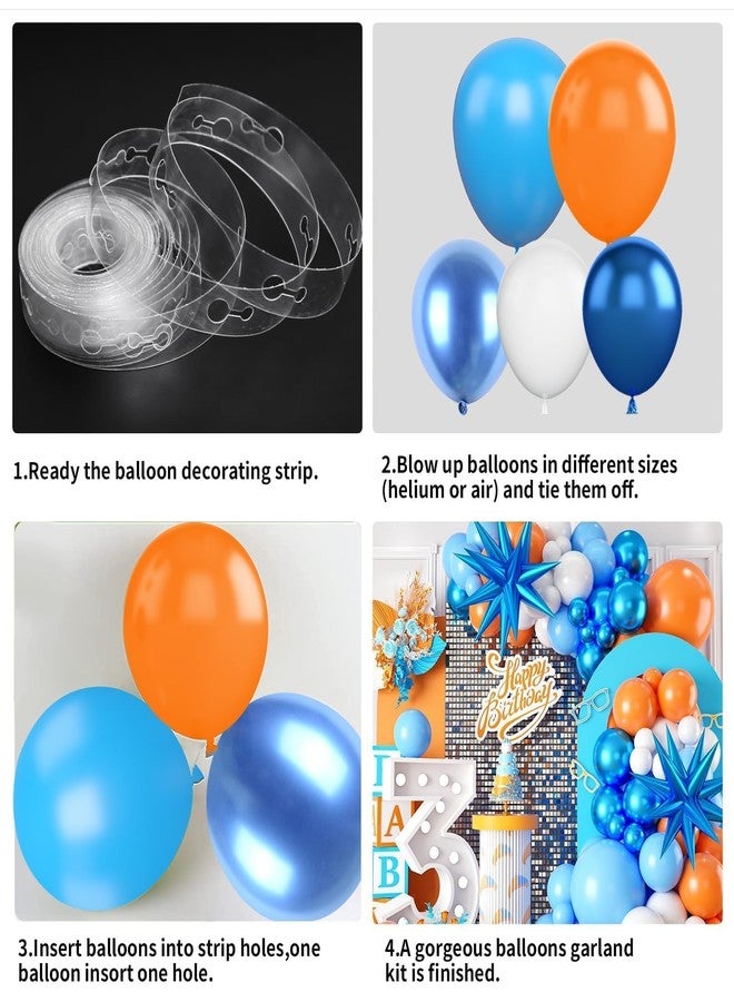 Sowide Orange and Blue Balloon Garland Arch kit,110pcs Orange Blue White Balloons With Starburst Foil Balloons for Birthday Decoration Wedding Baby Shower Engagement DIY Decoration Party Supplies - Image 3