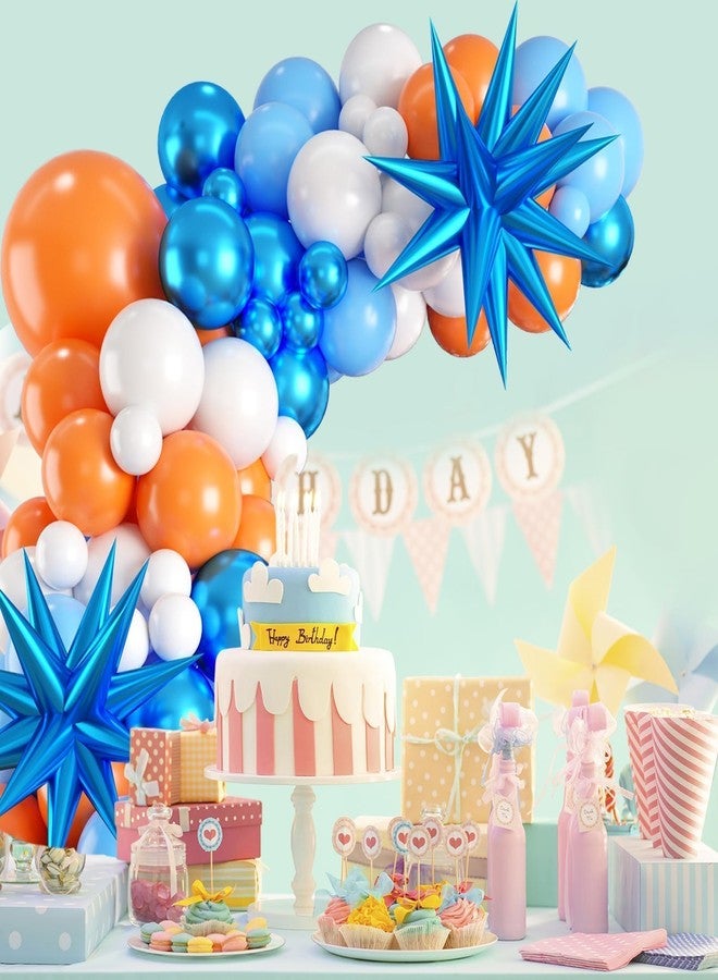 Sowide Orange and Blue Balloon Garland Arch kit,110pcs Orange Blue White Balloons With Starburst Foil Balloons for Birthday Decoration Wedding Baby Shower Engagement DIY Decoration Party Supplies - Image 5