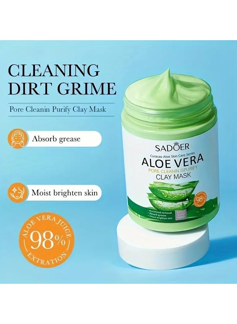 SADOER 100g Aloe Vera Pore Clearing Mud Mask, Delicate Skin, Cleansing Facial Gel Mud Mask ! - Image 2