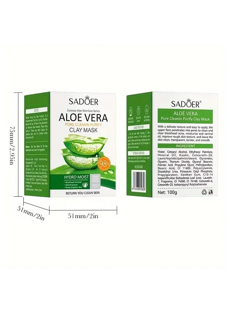 SADOER 100g Aloe Vera Pore Clearing Mud Mask, Delicate Skin, Cleansing Facial Gel Mud Mask ! - Image 3