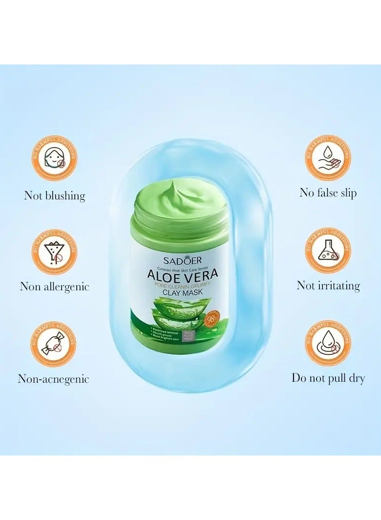 SADOER 100g Aloe Vera Pore Clearing Mud Mask, Delicate Skin, Cleansing Facial Gel Mud Mask ! - Image 5