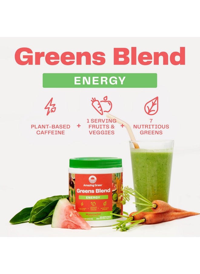 Amazing Grass - Green Superfood Energy: Super Greens Powder & Plant Based Smoothie Mix Caffeine With Matcha Green Tea & Beet Root Powder Watermelon 60 Servings - Image 1
