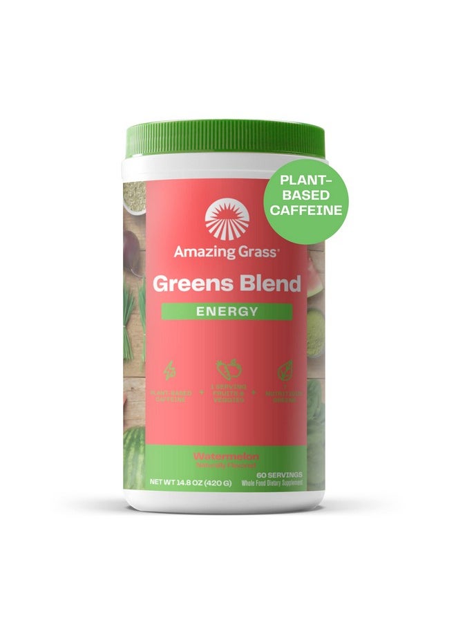 Amazing Grass - Green Superfood Energy: Super Greens Powder & Plant Based Smoothie Mix Caffeine With Matcha Green Tea & Beet Root Powder Watermelon 60 Servings - Image 1