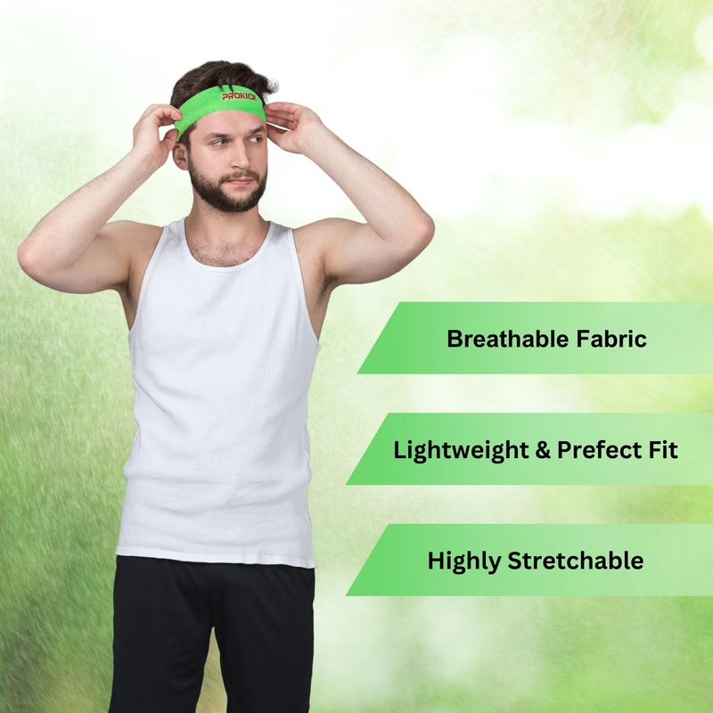 Prokick Sports Headband, Sweat-Absorbing, Stretchable, Comfortable, for Men and Women (Green) - Image 2