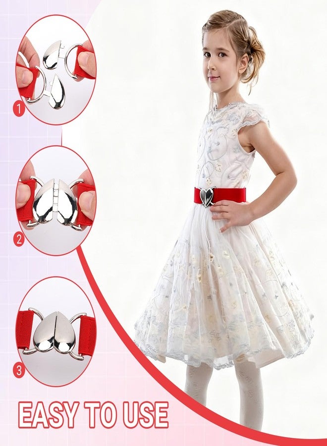 Gallipower 4Pcs Elastic Belts with Heart Metal Buckle,Adjustable Cute Stretch Waist Belt Women,Waist Belts for Jeans Dress - Image 3