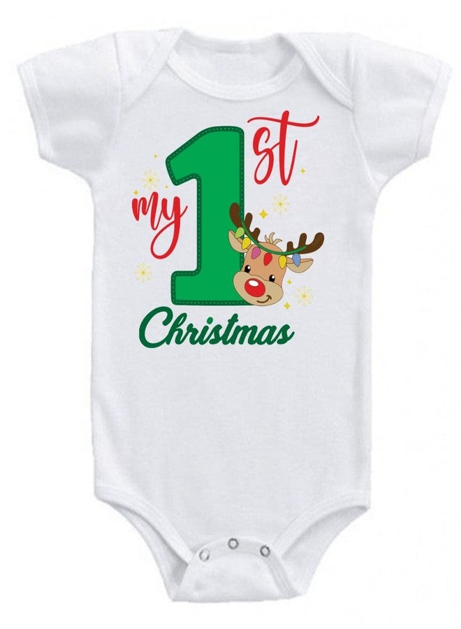 American Apple Romper My 1st Christmas Printed Marry Christmas Fashion Printed dress Baby Sleep Suit For Baby Boys & Baby Girls Printed Birthday Gift Rompers T Shirt (3-6 Months, My 1st Christmas-09) - Image 1