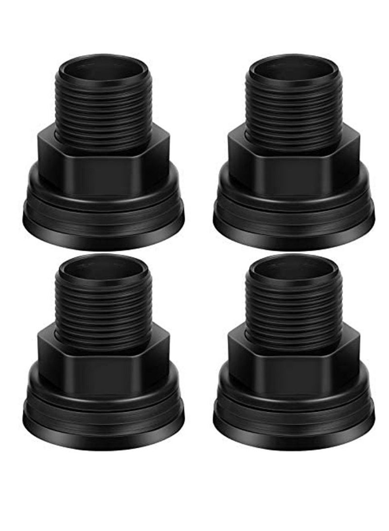Y&D PVC Bulkhead Fitting Water Tank Connector, 4 Pcs Durable Double Threaded for Rain Barrels, Aquariums, Tanks, Tubs, Black, 3/4 Inch Male 1/2 Female  - Image 1