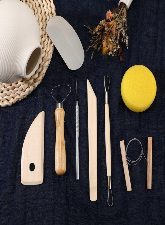 Leriton 40 Pcs Pottery Tool Kit Sculpting Clay Tool Includes Clay Cutting Modeling Trimming with Wooden Handles Carving Kit for School College Beginners Carving Shaping - Image 4