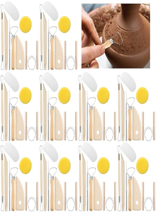 Leriton 40 Pcs Pottery Tool Kit Sculpting Clay Tool Includes Clay Cutting Modeling Trimming with Wooden Handles Carving Kit for School College Beginners Carving Shaping - Image 1
