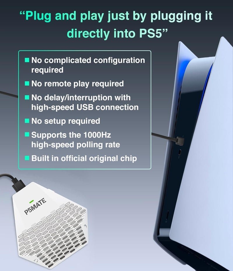 NALACAL محاكي محول PS5، وحدة تحكم ماوس مع مساعدة في التصويب APEX لوحدة ألعاب PS5 - متوافق مع مختلف الأجهزة الطرفية مثل XIM Matrix APEX REASNOWS1 Titan للعب جميع ألعاب PS5. - Image 4