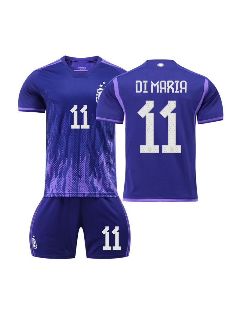 general 22-23 Argentina Away Soccer Jersey DI MARIA#11 Soccer Jersey/Shorts Gift Set Kids Size & Adult Size, Gift for Fan Friends - Image 1