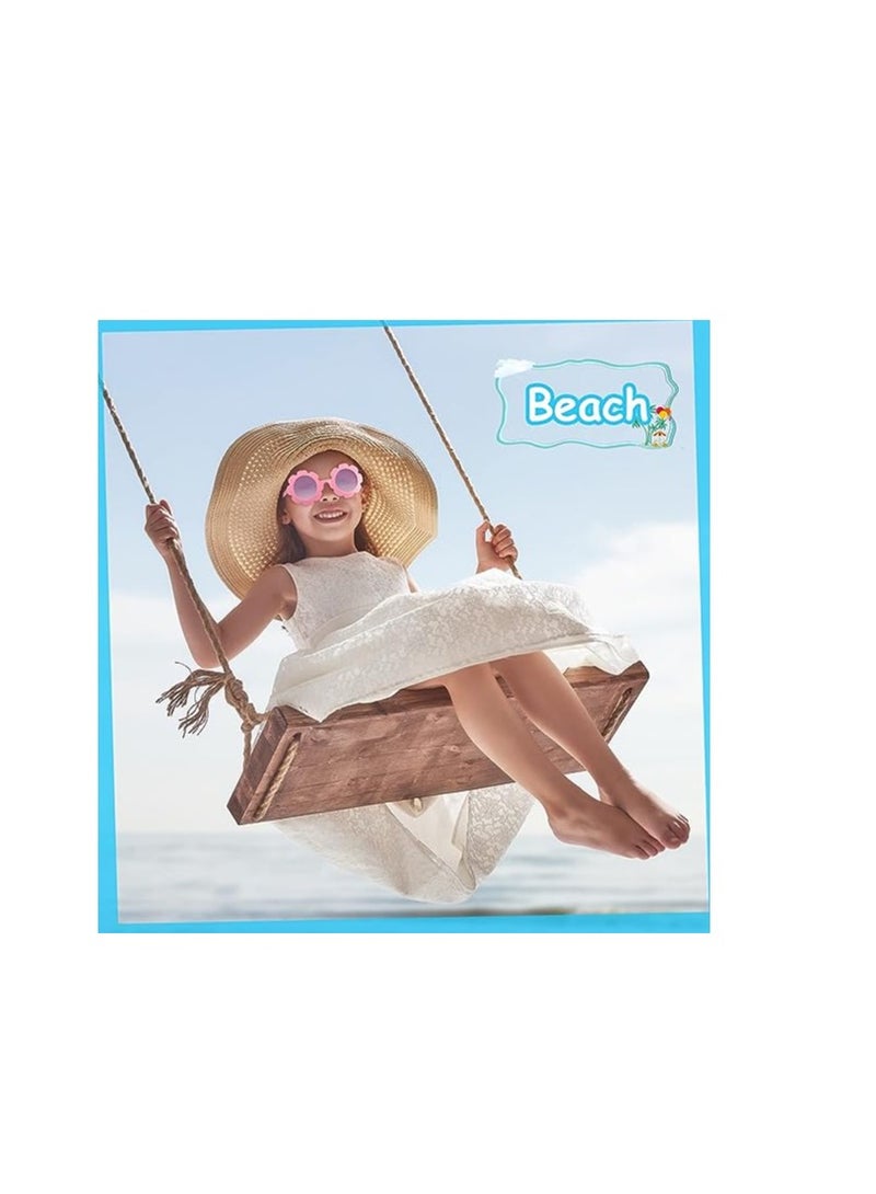 Kids Flower Sunglasses Toddler Girls Round Flower Glasses Baby   Sunglasses Outdoor Beach Colorful Eyewear 1 Pieces PINK - Image 3