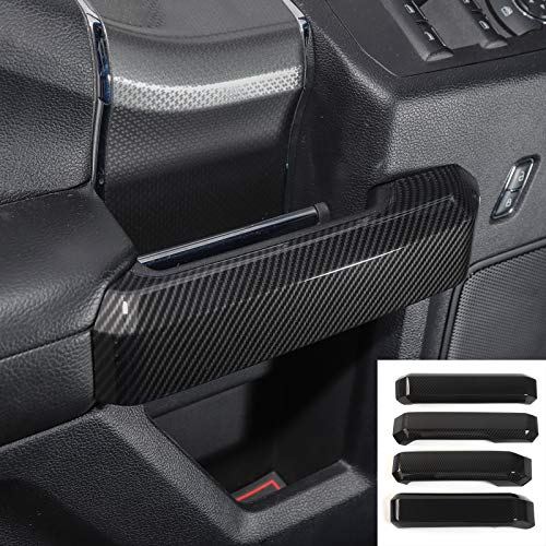 Linskip Interior Door Handle Cover Compatible with Ford F150 2015 2016 2017 2018 2019 2020 F150 Door Handle Cover Trim F150 Interior Accessories 4PcsCarbon Fiber Pattern - Image 1