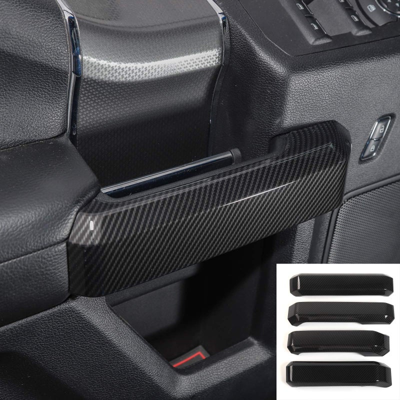 Linskip Interior Door Handle Cover Compatible with Ford F150 2015 2016 2017 2018 2019 2020 F150 Door Handle Cover Trim F150 Interior Accessories 4PcsCarbon Fiber Pattern - Image 2