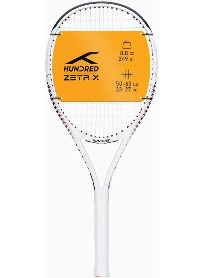 HUNDRED Zeta X Strung Tennis Racket With Full Cover | 9 Points Head Heavy | Grip Size 2 (4 1/4 Inches) | 249 Grams (White) - Image 1