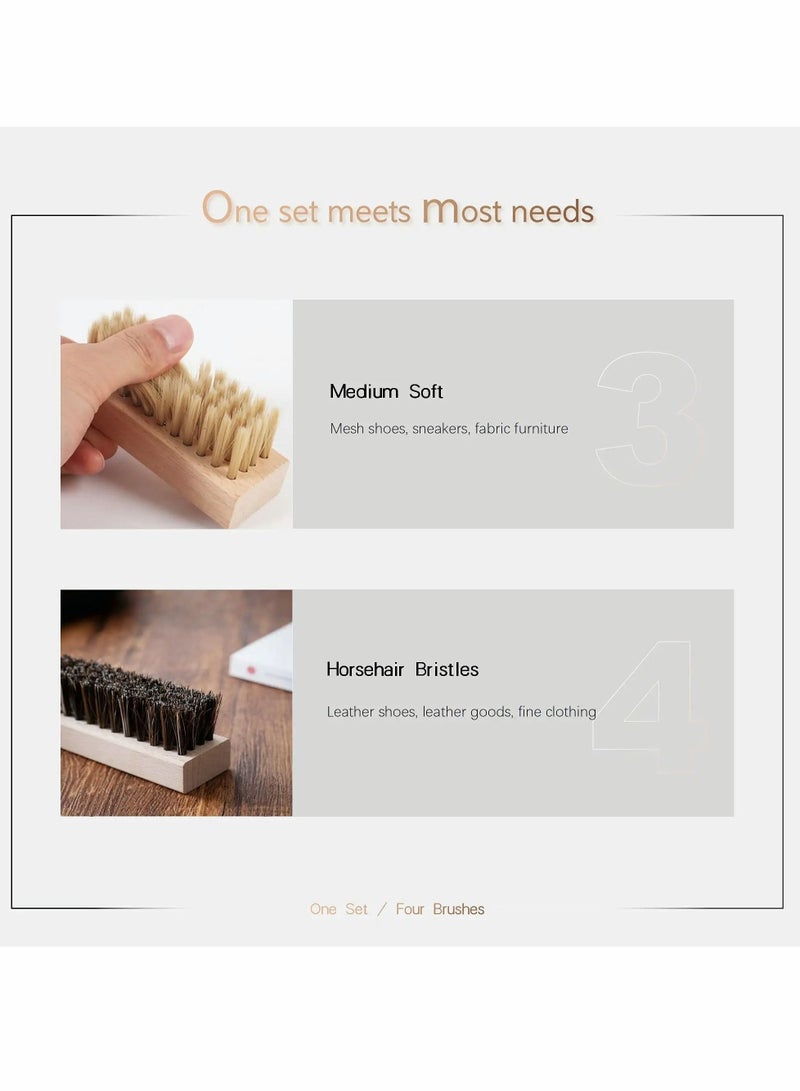 Excefore Shoe Cleaner Brush Set, Crepe Suede Brush, Natural Horsehair Bristles Brush, Medium Soft Bristles and Nylon Shoe Brush, Perfect for Variety of Leather, Bags, Boots and Shoes - Image 4